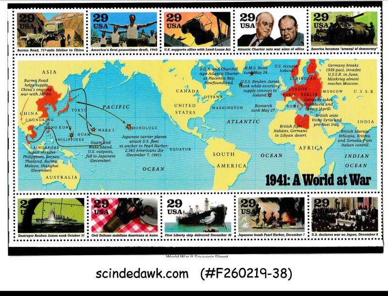 UNITED STATES USA - 1991 WORLD WAR II COMMEMORATIVES SHEET MNH