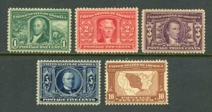 UNITED STATES LOUISIANA PURCHASE COMPLETE  SET SCOTT#323/27 MINT LIGHT HINGED