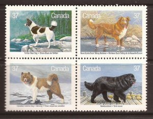 1988 Canada - Sc 1220a - MNH VF - Block of 4 - Dogs of Canada