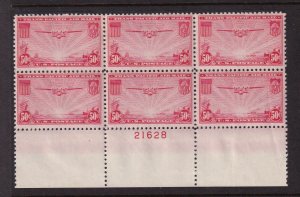 1937 Sc C22 AIRMAIL 50c  plate block MNH VF fresh OG  Durland CV $100 (A4