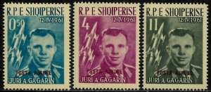 Albania #604-6 MNH Set - Yuri Gagarin - Maroon Overprint (a)