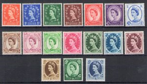 1952-54 Great Britain - Elizabeth II - #262-78 - Complete Series 17 Values - MNH