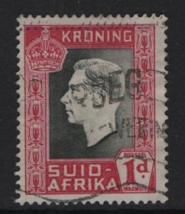 South Africa  #75b  used  1937  coronation  . 1d .  single .  Afrikaans