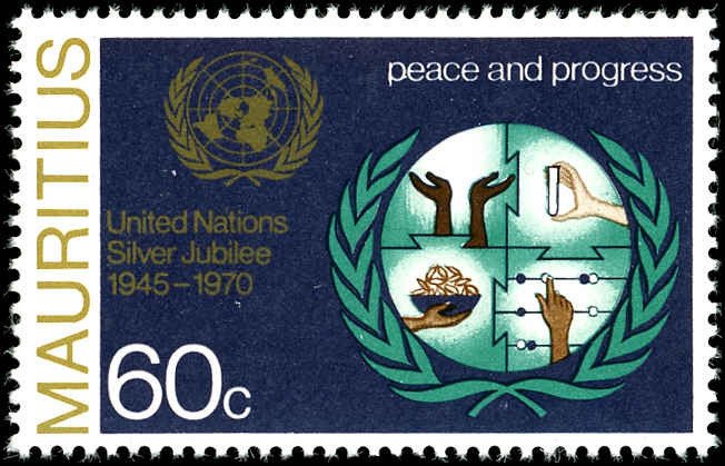 MAURITIUS Scott 374-375 VF/NH United Nations Silver Jubilee Issue