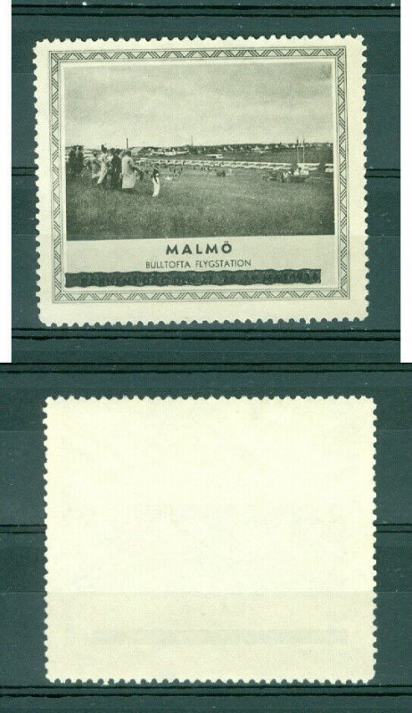 Sweden. Poster Stamp +_1930. Bulltofta Airfield Malmo. People,Planes,Cars.