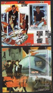 Thematic stamps TURKMENISTAN 2001 JAMES BOND 2 MIN SHEETS used