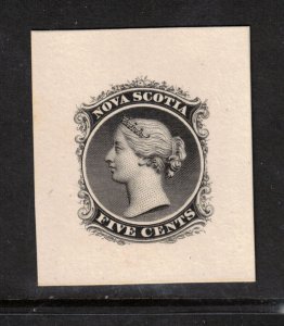 Nova Scotia #10DP Extra Fine Trial Color Die Proof In Black On Card Mounted