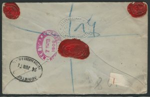 Great Britain 1902 Registered Cover, London to New York City, 6 Postal Markings