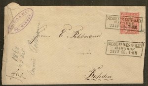 North German Confederation 1868,Sc.#4 used on cover