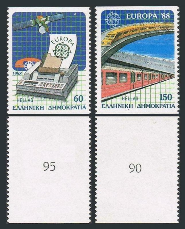 Greece 1621c-1622c/number,MNH.Michel 1685C-1686C. EUROPE CEPT-1988. Satellite,