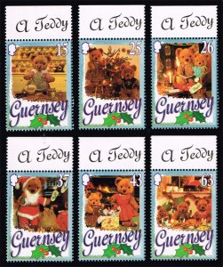 Guernsey #609-614 Teddy Bear Christmas Set of 6; MNH (5Stars)