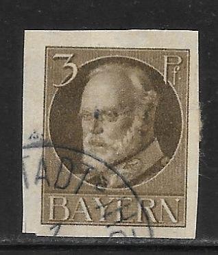 Bavaria - Scott #118 3pf Brown Ludwig III Types of 1914-20 - Imperf - F VF Used