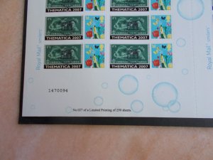 GB Centenary of Scouting Thematica 2007 Limited Edition Smiler Sheet no 27/250