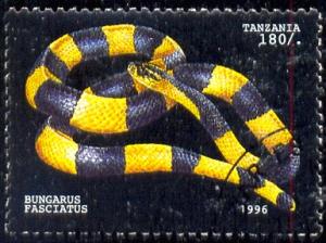 Snake, Bungarus Fasciatus, Tanzania SC#1473 used