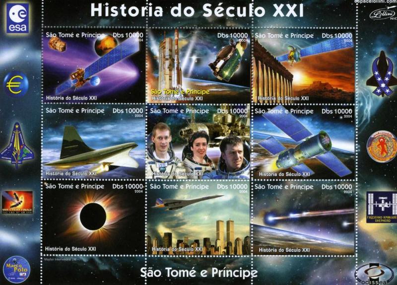 Sao Tome & Principe 2004 Space Halley's Comet Sheet Perforated mnh.vf