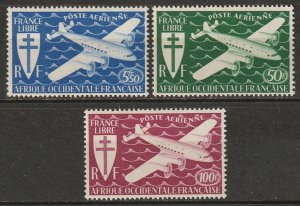 French West Africa 1945 Sc C1-3 air post set MLH*
