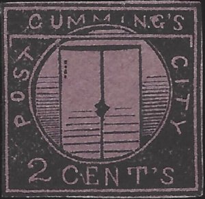 US Scott #55L3 Mint NG VF 2 Cents 1844 Local Stamp Cumming's City Express