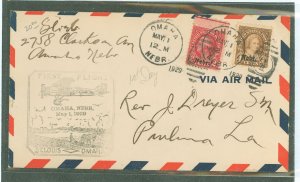 US 671/673 May 1, 1929 2c Washington + 4c Martha Washington, both with NEBR overprints on an addressed first day cover with an