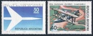 Argentina 1156-1157, MNH. Mi 1318-1319. Military plane production, 1977.