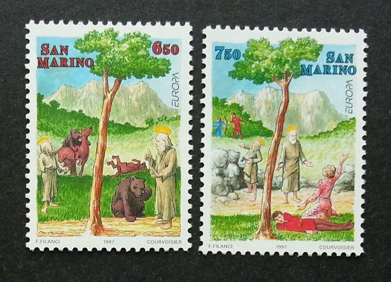 San Marino Tales And Legends 1997 Painting Tree Bear Mountain (stamp) MNH