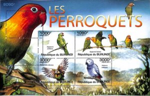 A0087 - BURUNDI - ERROR, 2011  MISSPERF SHEET - BIRDS Parrots