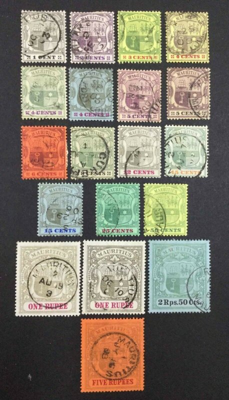 MOMEN: MAURITIUS SG #138-155 1900-1902 USED £600 LOT #64114