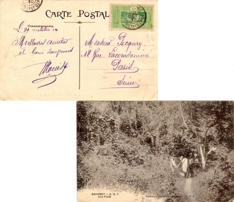 Dahomey 5c Man Climbing Oil Palm 1915 PPC (Dahomey - A.O.F. Une Foret) to Par...