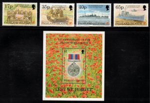 FALKLAND ISLANDS 1995 End of WW II Anniversary; Scott 634-38, SG 737-41; MNH