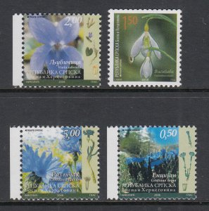 Bosnia and Herzegovina Serbian Admin 334-337 Flowers MNH VF