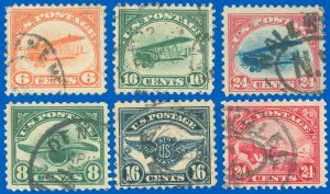US Scott #C1-C6 Airmails, Used-F/VF w Good Cancels & Centering, SCV $175.00 (SK)