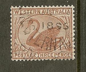 Western Australia, Scott #53, 3p Swan, Wmk 2, Used