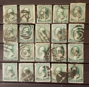 US Scott 213 - 1887 2c George Washington 20 Vintage Used Stamp Lot z1403