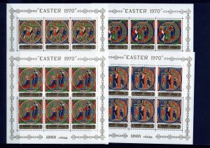 AJMAN 1970 EASTER PAINTINGS 6 SHEETS OF 8 STAMPS PERF. MNH