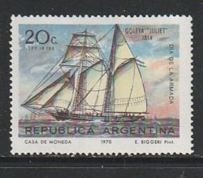 1970 Argentina - Sc 921 - MH VF - 1 single - Schooner Juliet