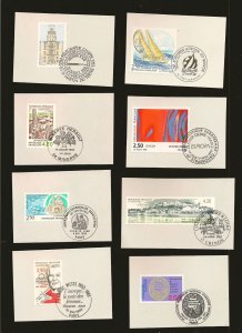 France Lot of 16 Different 1993 Commemoratives Pictorial Cancelled on Piece Used