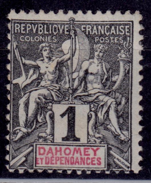 French Colony, Dahomey 1901, Navigation and Commerce, 1c, Scott#1, used