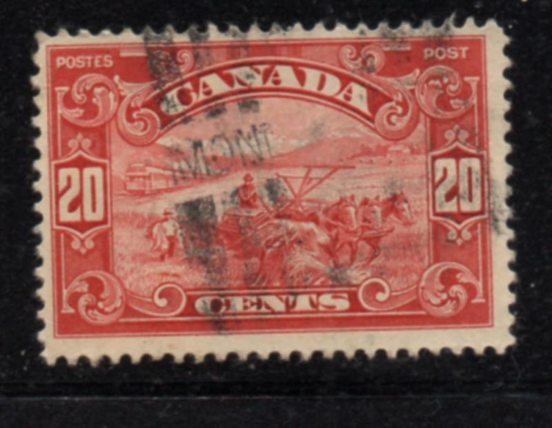 Canada Sc 157 1929 20c carmine Harvesting Grain stamp used