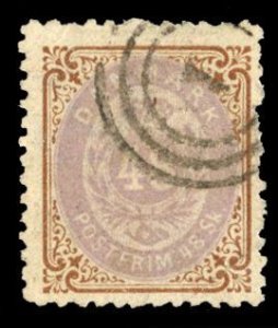 Denmark 24, $275, 1870 48s brown and lilac, used