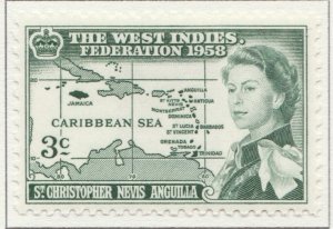 1958 British Colony ST. CHRISTOPHER NEVIS & EEL 3cMH* Stamp A28P45F30247-