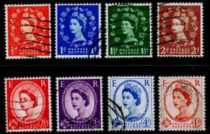 SG587-594, COMPLETE SET, USED. Cat £70.