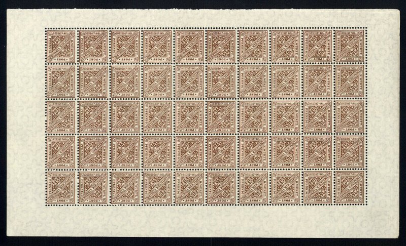 w37 Wurttemberg Scott #O131 35pf brown Mint OG NH full pane of 50 Scarce