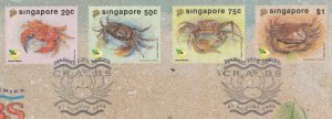 Singapore 1992 Marine Life Series - Crabs  FDC SG#698-701