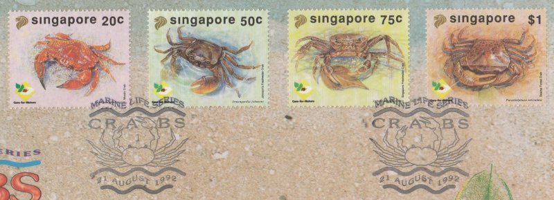 Singapore 1992 Marine Life Series - Crabs  FDC SG#698-701