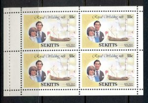 St Kitts 1981 Royal Wedding Charles & Diana 55c booklet pane MUH