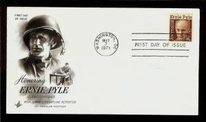 FIRST DAY COVER #1398 Ernie Pyle 16c Regular Postage ARTCRAFT U/A FDC 1971