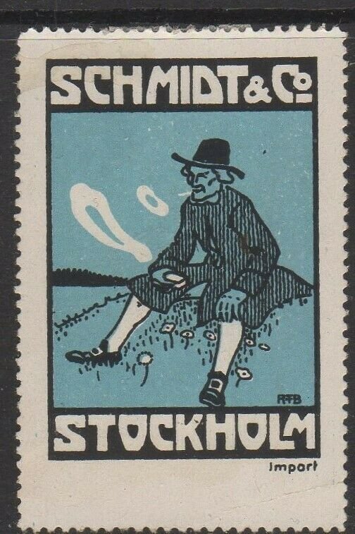 Sweden -Schmidt & Co. Stockholm Advertising Stamp Man Smoking NG