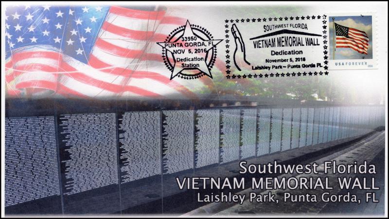 16-398, 2016, Vietnam Memorial Wall, Punta Gorda FL, Pictorial Cancel