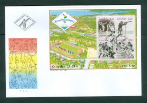 Aland. FDC 1991. Souv. Sheet. Aland Islands Games. Sc.# 58