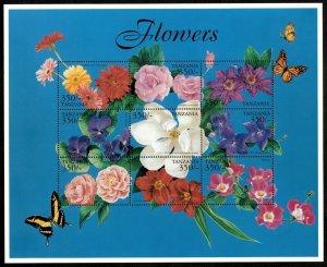 Tanzania 2000 - Flowers, Magnolia, Daisy - Sheet of 9 Stamps Scott 2024 - MNH