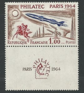 France # 1100  PHILATEC with attached tab   (1)   Mint NH